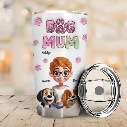 Dog Mom 3D Effect - Personalized Tumbler | Custom Gift for Dog Moms - Personalize Memories