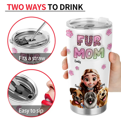 Dog Mom 3D Effect - Personalized Tumbler | Custom Gift for Dog Moms - Personalize Memories