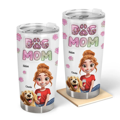 Dog Mom 3D Effect - Personalized Tumbler | Custom Gift for Dog Moms - Personalize Memories