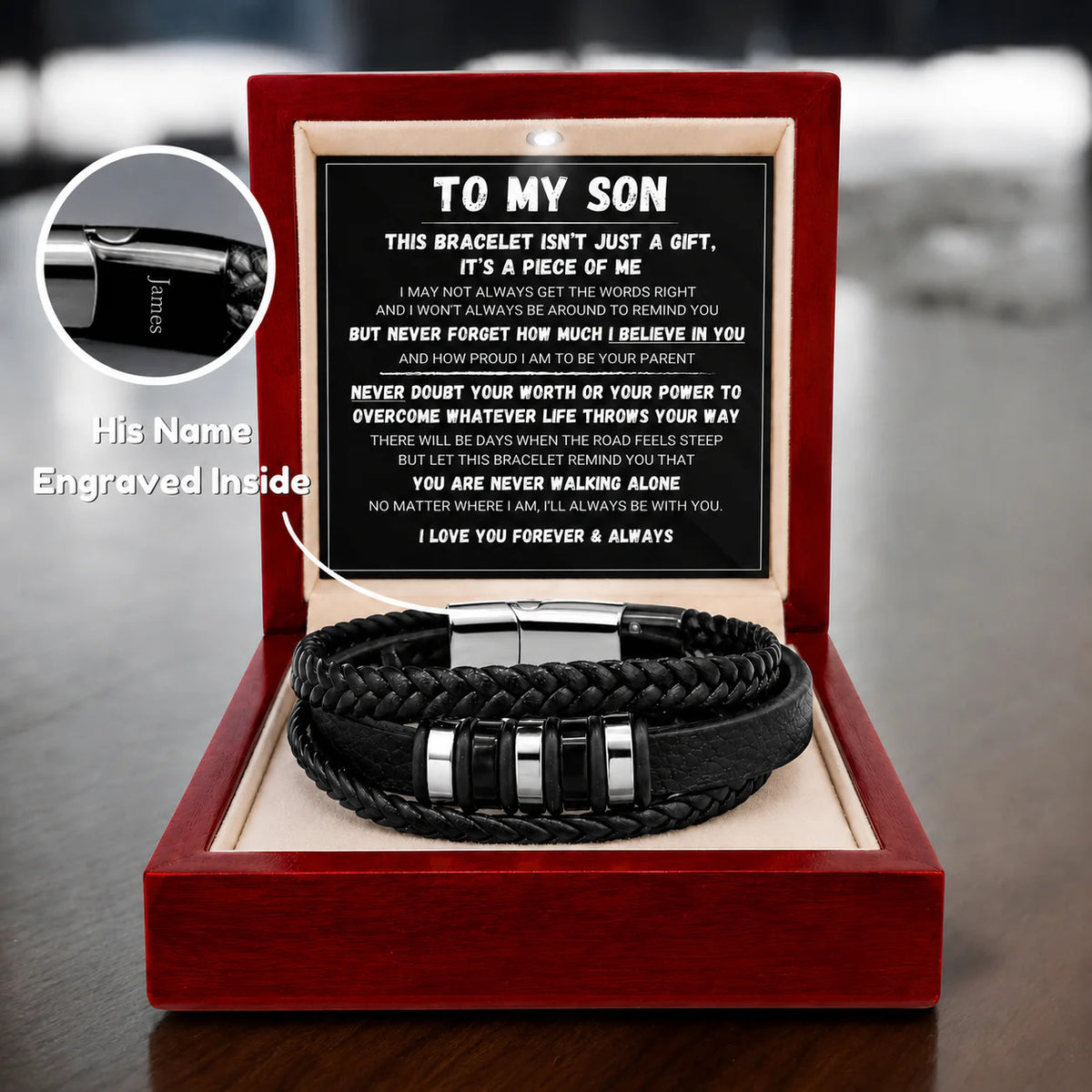 To My Son - Never Alone - Braided Bracelet Set
