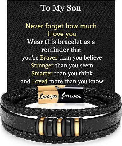 To My Son - Never Alone - Braided Bracelet Set