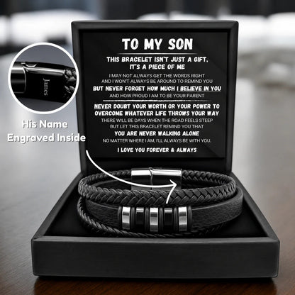 To My Son - Never Alone - Braided Bracelet Set