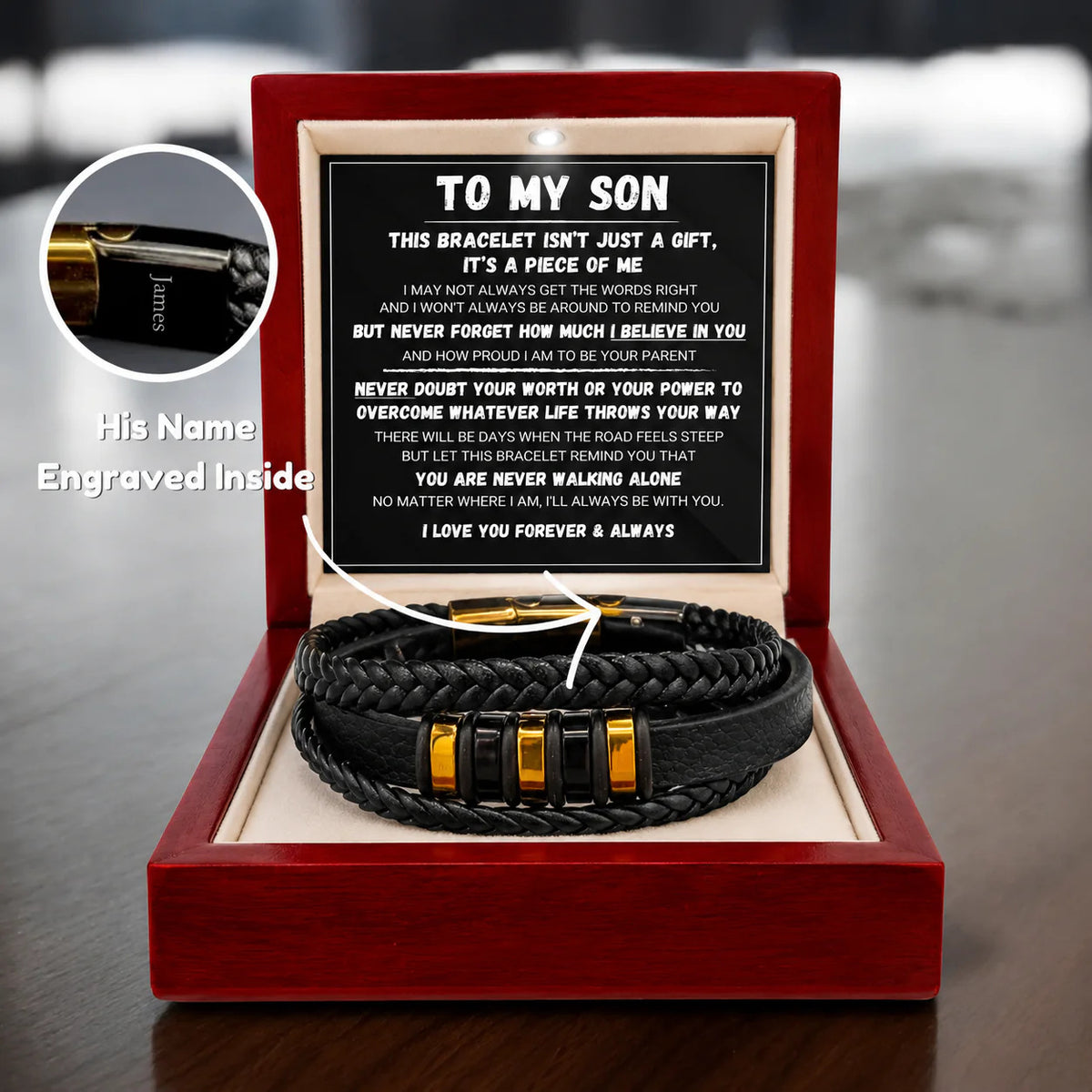 To My Son - Never Alone - Braided Bracelet Set
