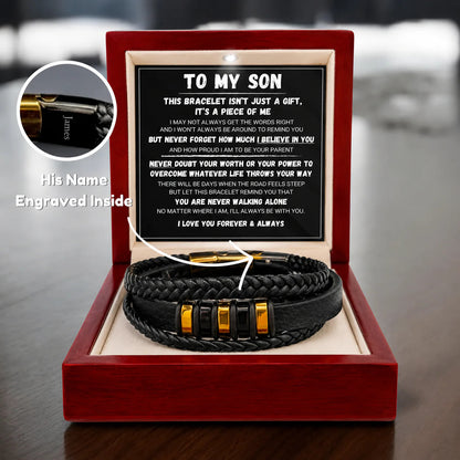 To My Son - Never Alone - Braided Bracelet Set
