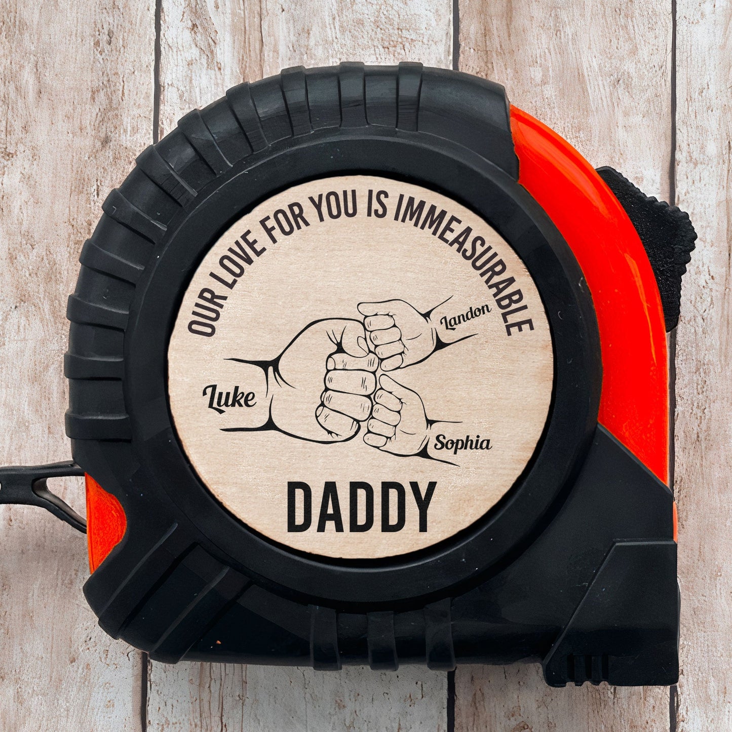 Our Love For You Is Immeasurable - Personalized Tape Measure | Funny Gift for Dad - Personalize Memories