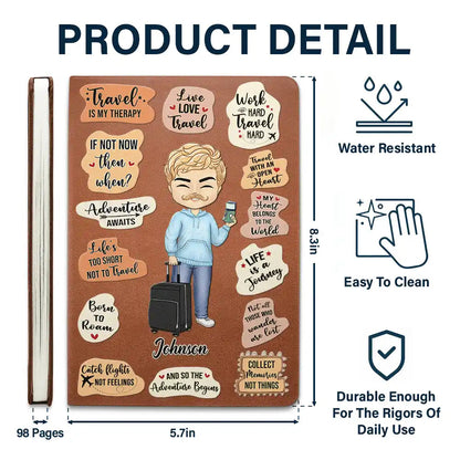 Life Is A Journey - Personalized Leather Journal | Gift for Travel Lovers - Personalize Memories