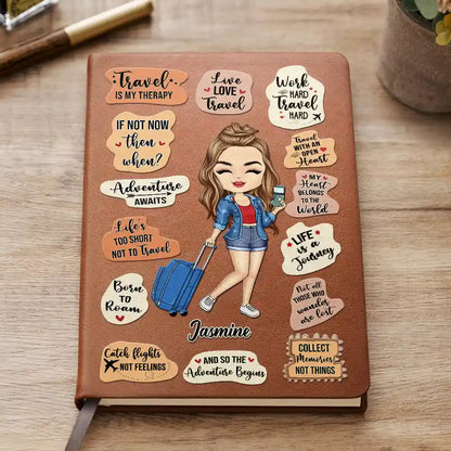 Life Is A Journey - Personalized Leather Journal | Gift for Travel Lovers - Personalize Memories