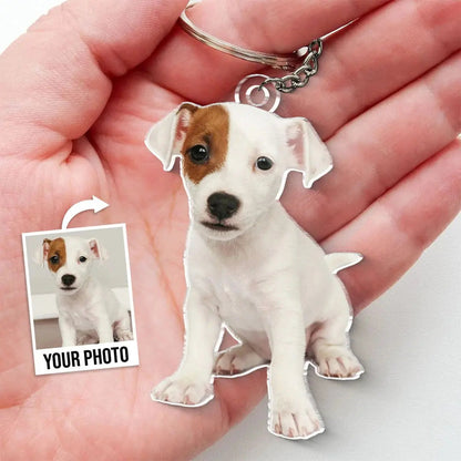 Happiness Is A Warm Puppy - Personalized Acrylic Keychain | Custom Gift for Pet Lovers - Personalize Memories