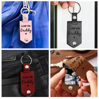 Custom Photo Dad Gift - Now You Can Carry Me Too - Gift For Dad, Father, New Parents - Personalized Leather Photo Keychain - Personalize Memories