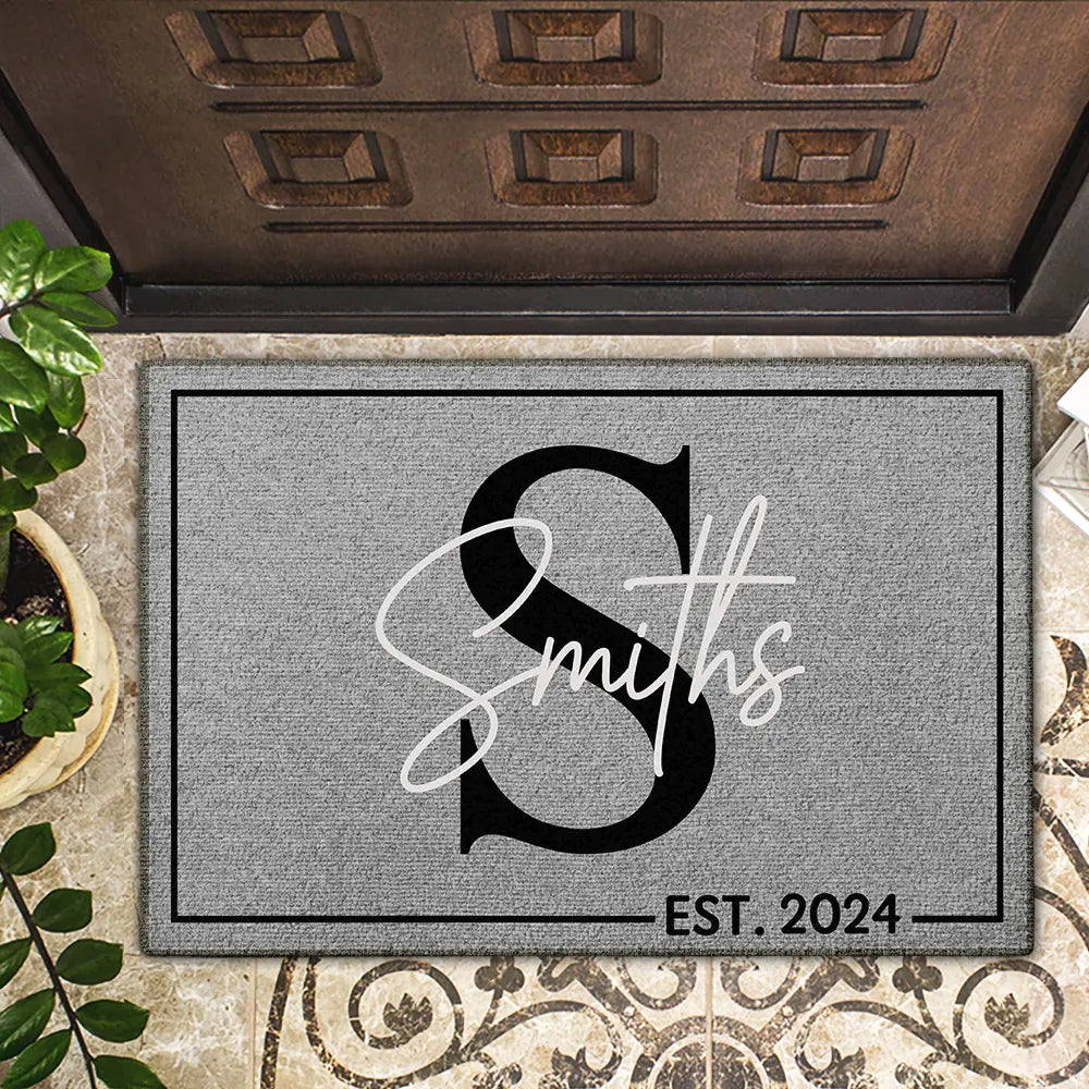 Monogram Family Name - Personalized Doormat | Custom Home Entrance Gift for Family - Personalize Memories