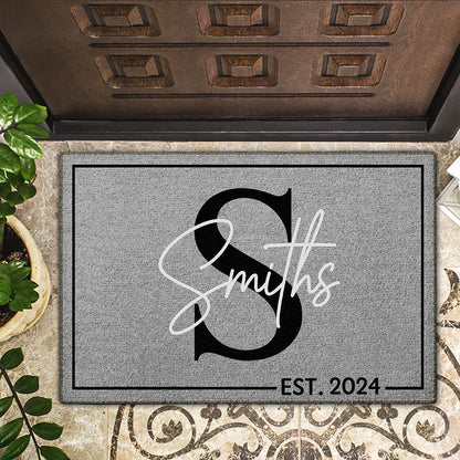 Monogram Family Name - Personalized Doormat | Custom Home Entrance Gift for Family - Personalize Memories