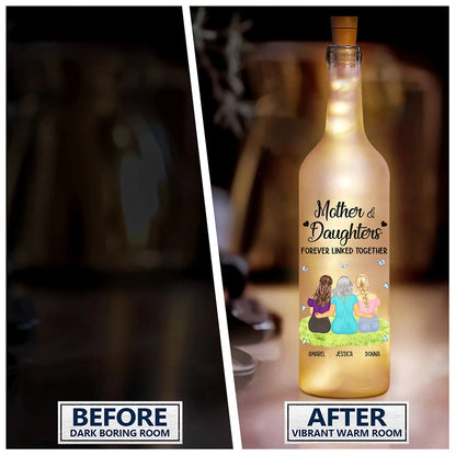 Mother & Daughter Forever Linked Together - Personalized Bottle Light | Mom & Son Gift - Personalize Memories