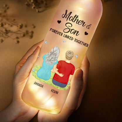 Mother & Daughter Forever Linked Together - Personalized Bottle Light | Mom & Son Gift - Personalize Memories