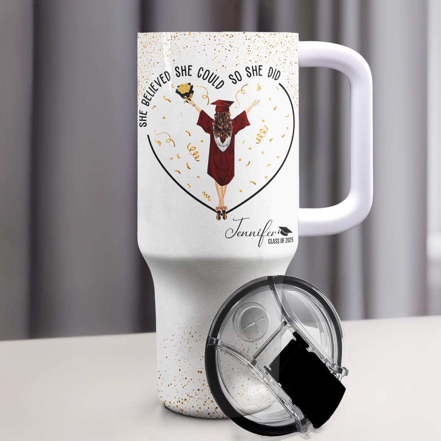 She Believed She Could So She Did - Personalized 40oz Tumbler | Graduation Gift for Her - Personalize Memories