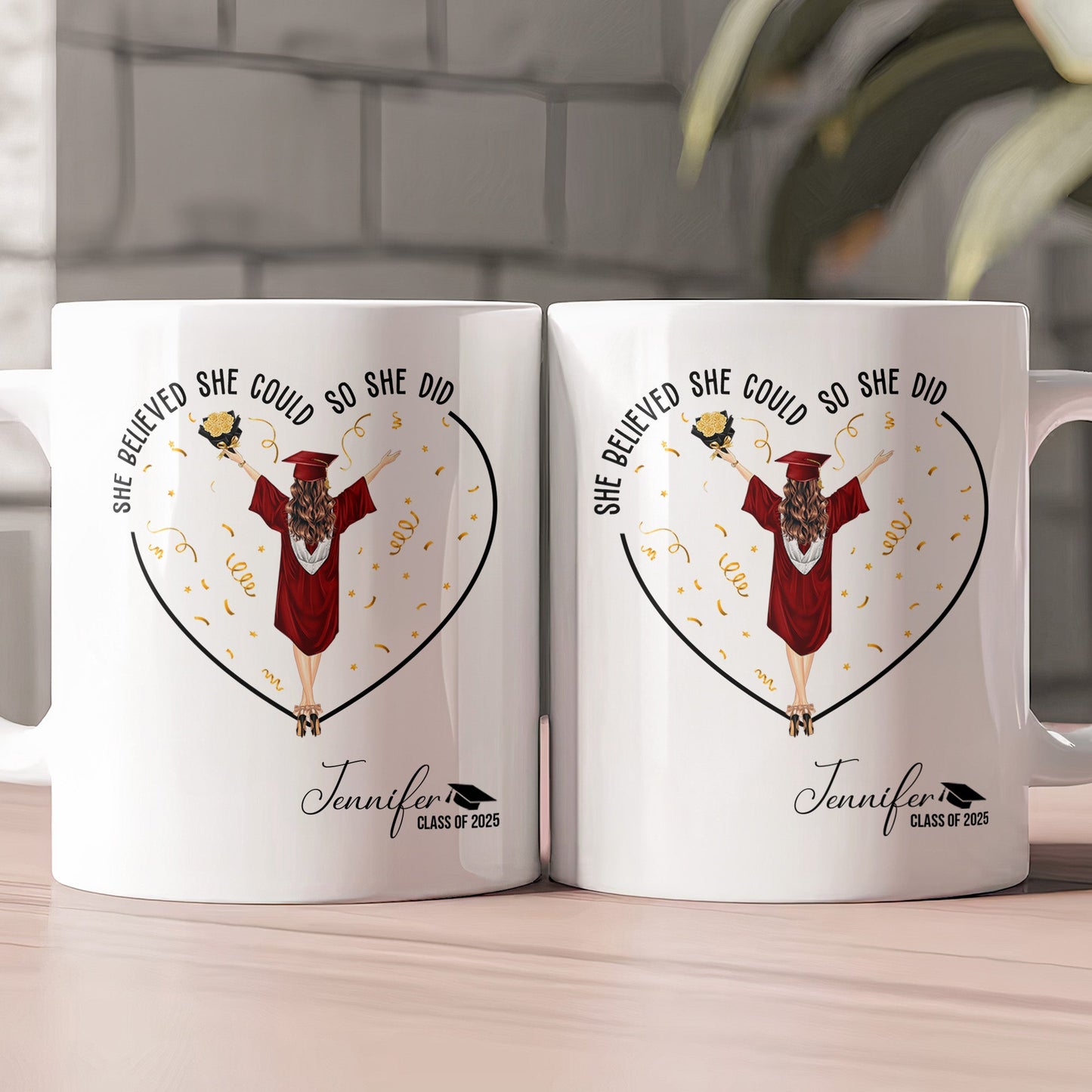 She Believed She Could So She Did - Personalized Mug for Graduation - Personalize Memories