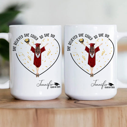 She Believed She Could So She Did - Personalized Mug for Graduation - Personalize Memories