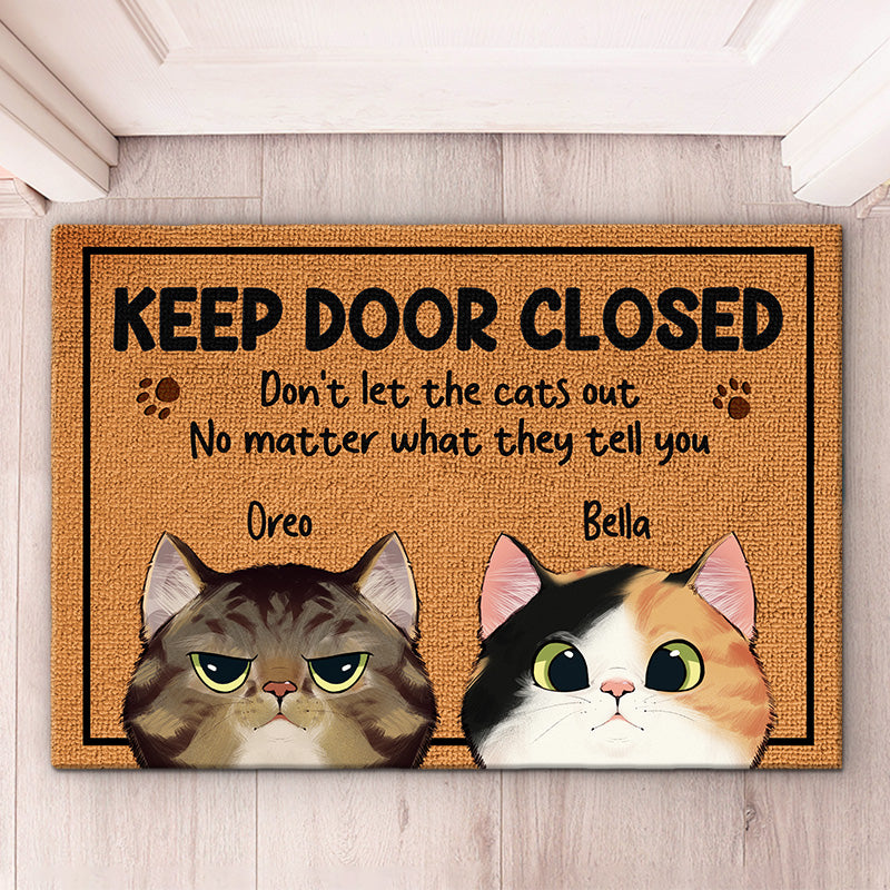Keep The Door Closed - Cat Personalized Custom Decorative Mat - Gift For Pet Owners, Pet Lovers - Personalize Memories