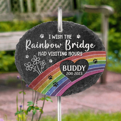 A Piece Of My Heart Is At The Rainbow Bridge - Personalized Memorial Garden Slate | Pet Loss Gift - Personalize Memories