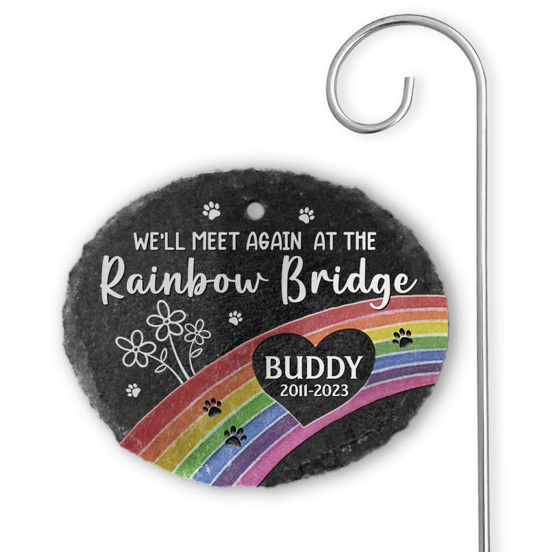 A Piece Of My Heart Is At The Rainbow Bridge - Personalized Memorial Garden Slate | Pet Loss Gift - Personalize Memories