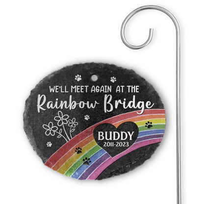 A Piece Of My Heart Is At The Rainbow Bridge - Personalized Memorial Garden Slate | Pet Loss Gift - Personalize Memories