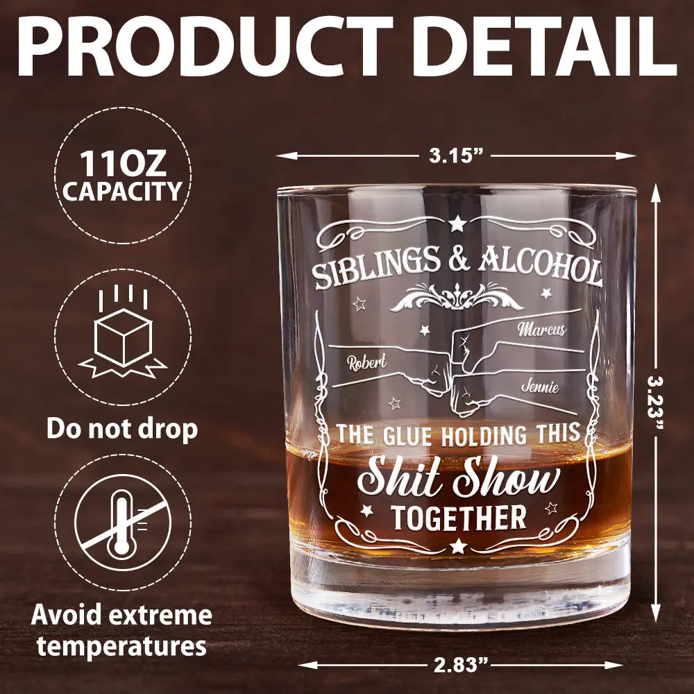 Friends & Alcohol The Glue Holding This Together - Personalized Whiskey Glass - Gift for Friends & Brothers - Personalize Memories