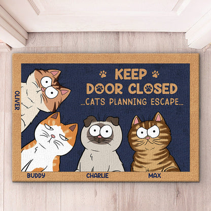Don't Let The Cat Out No Matter What He Tells You - Cat Personalized Custom Home Decor Decorative Mat - House Warming Gift, Gift For Pet Owners, Pet Lovers - Personalize Memories