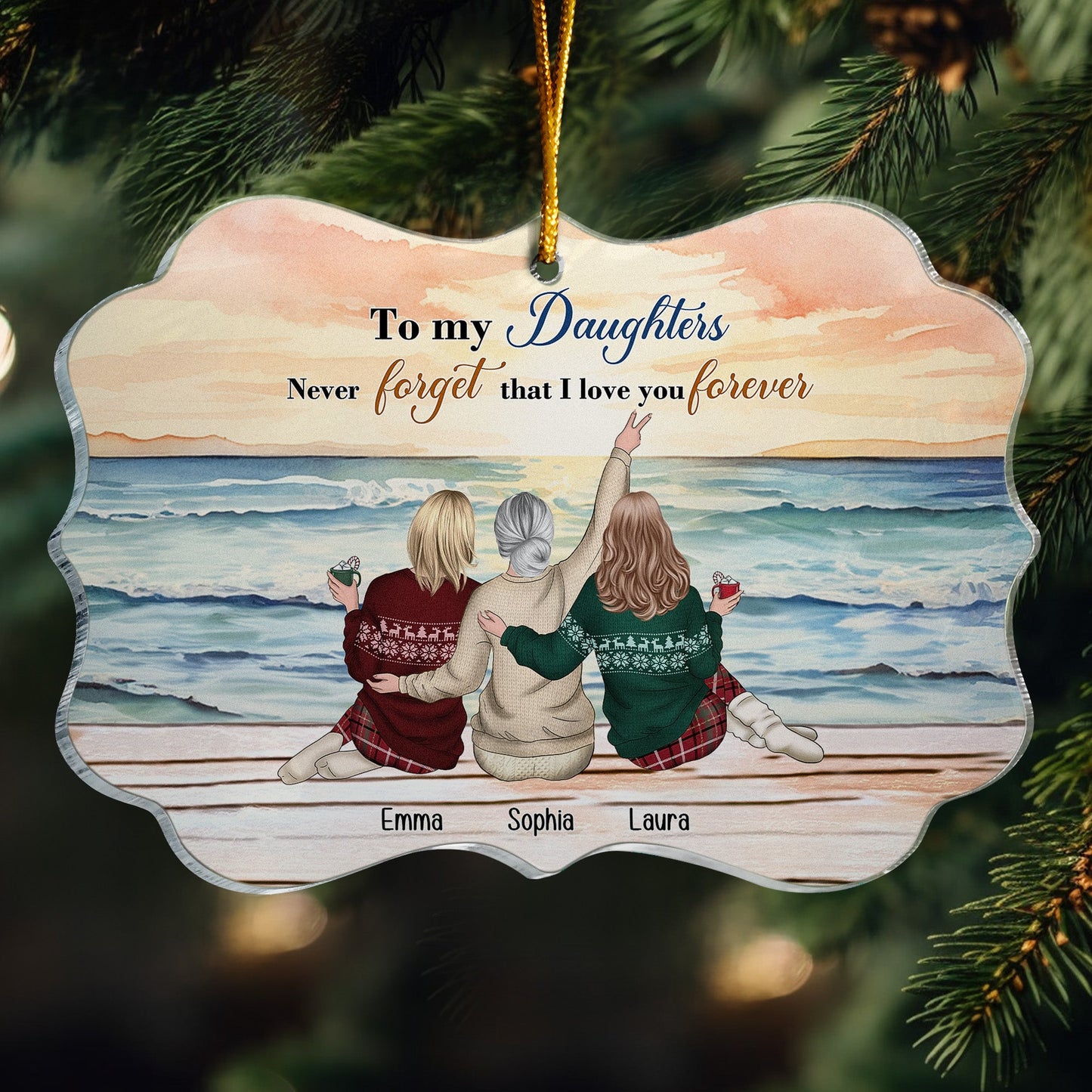 Never Forget That I Love You Forever - Personalized Acrylic Ornament | Gift for Daughters - Personalize Memories