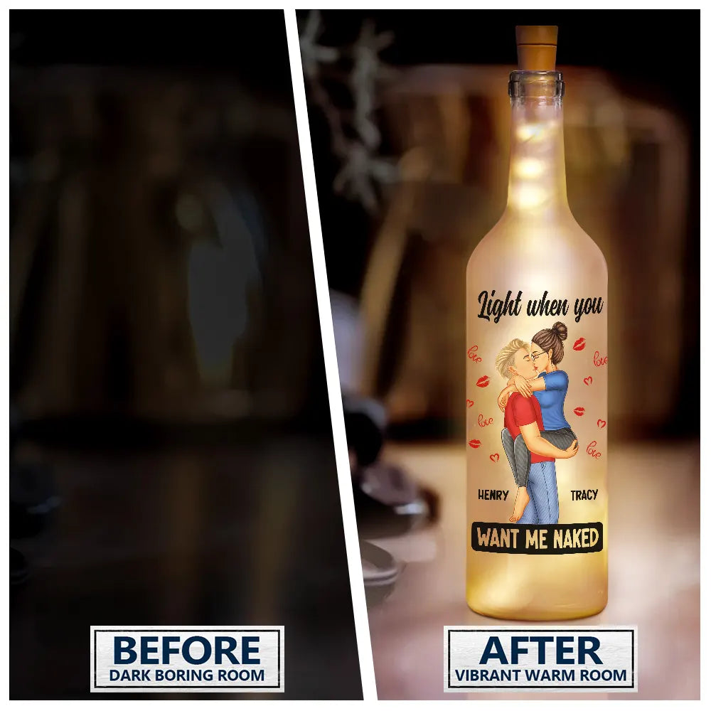 Kissing Couple Gift - I Love You Everyday Always Be By Your Side - Personalized Bottle Light - Gift for Couples - Personalize Memories