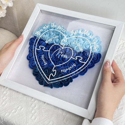 You Are The Piece That Holds Us Together - Personalized Flower Shadow Box | Gift for Mom - Personalize Memories