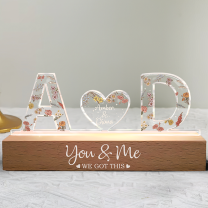 You & Me We Got This - Custom Name Couple Gift - Personalized LED Night Light - Personalize Memories