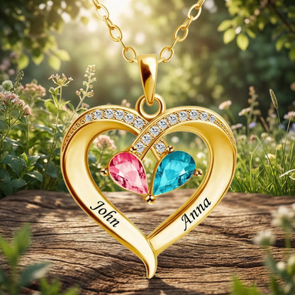 To My Wife - Birthstone Heart Necklace