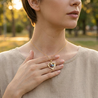 To My Wife - Birthstone Heart Necklace
