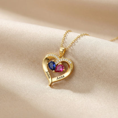 To My Wife - Birthstone Heart Necklace
