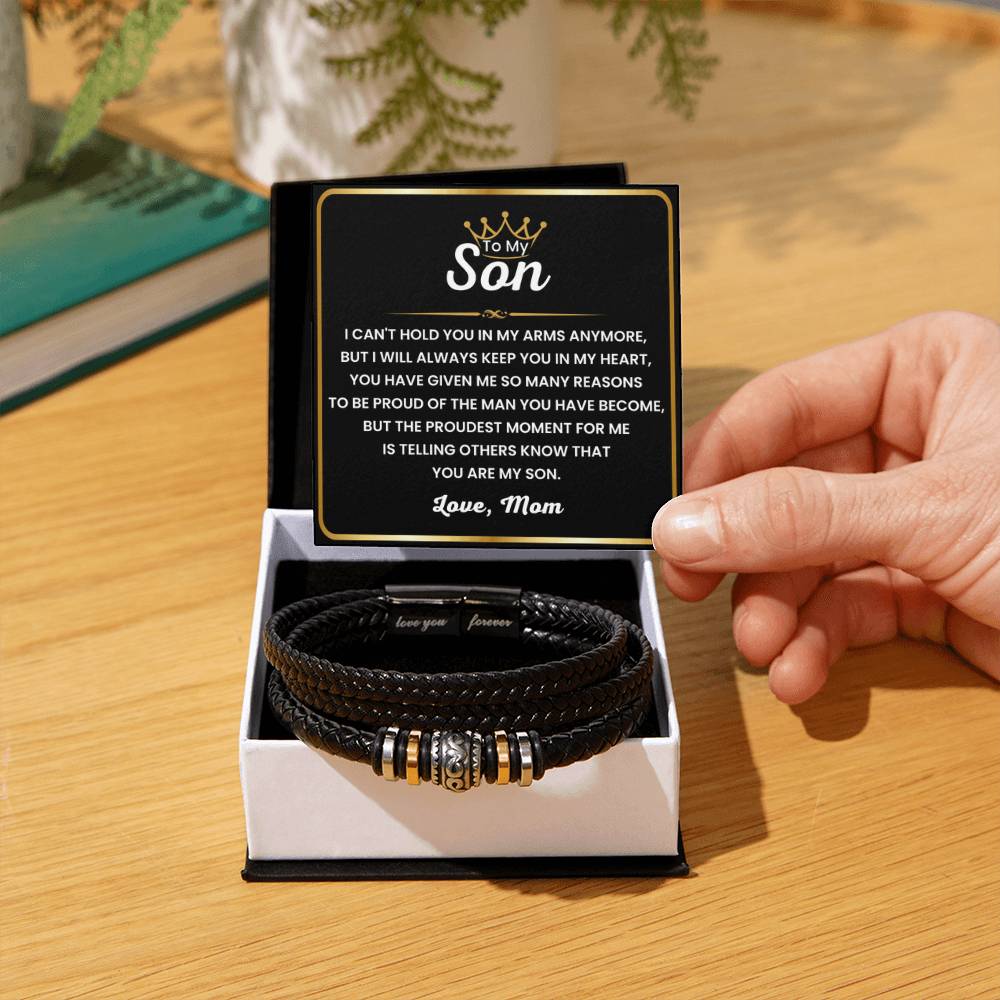 Mom’s Gift for Son – Graduation, Christmas, Birthday – Love You Forever Bracelet - Personalize Memories