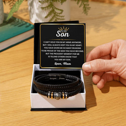 Mom’s Gift for Son – Graduation, Christmas, Birthday – Love You Forever Bracelet - Personalize Memories