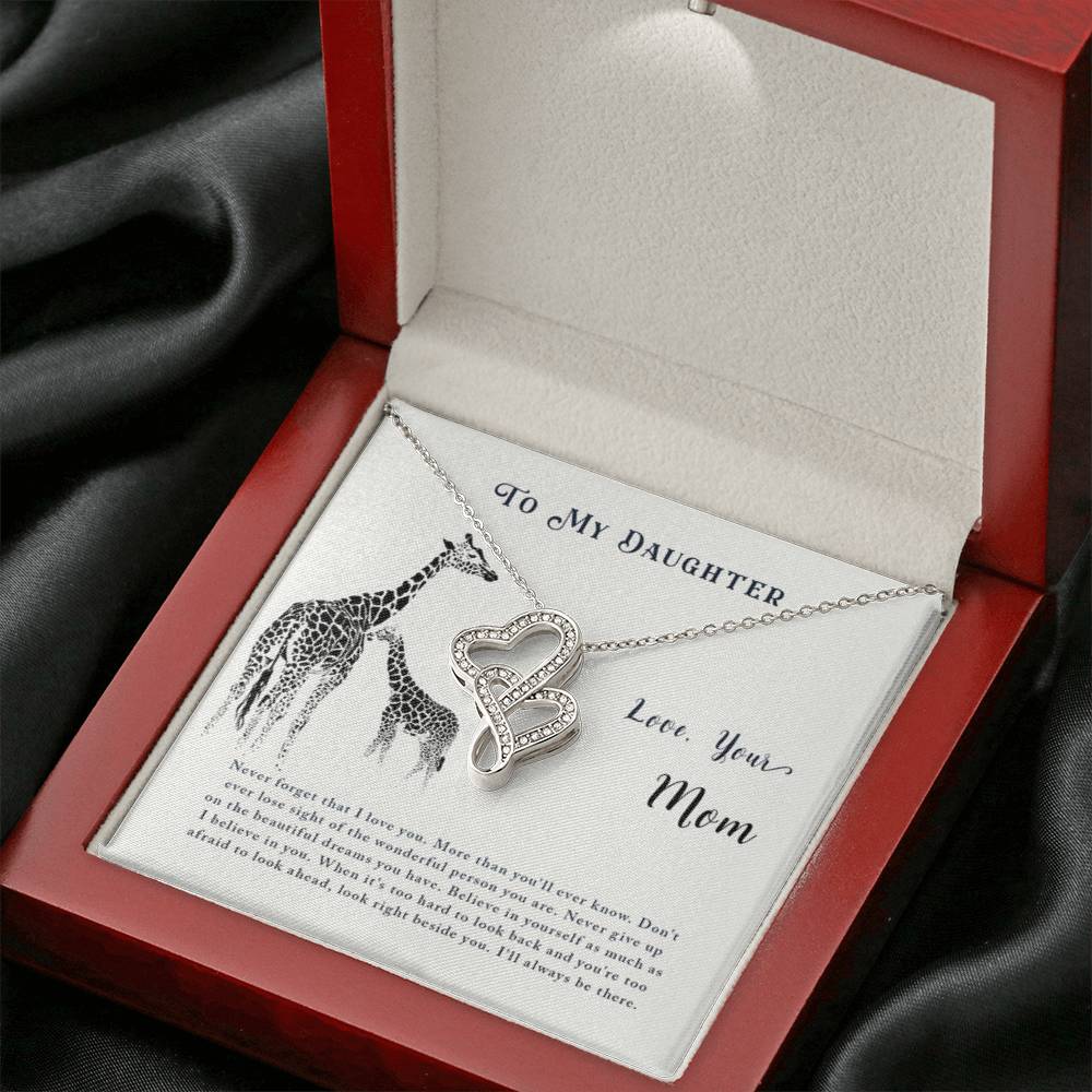 To My Daughter Necklace - Special Gift from Mom for Birthday, Christmas & Proud Mom Moments - Heart-to-heart Necklace - Personalize Memories