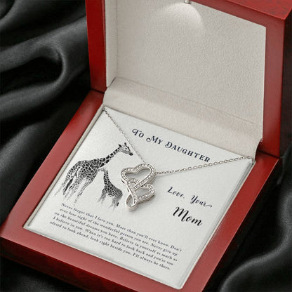 To My Daughter Necklace - Special Gift from Mom for Birthday, Christmas & Proud Mom Moments - Heart-to-heart Necklace - Personalize Memories
