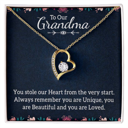 To Our Grandma Necklace - You stole our heart from the very start Grandma - Forever Love Necklace - Personalize Memories