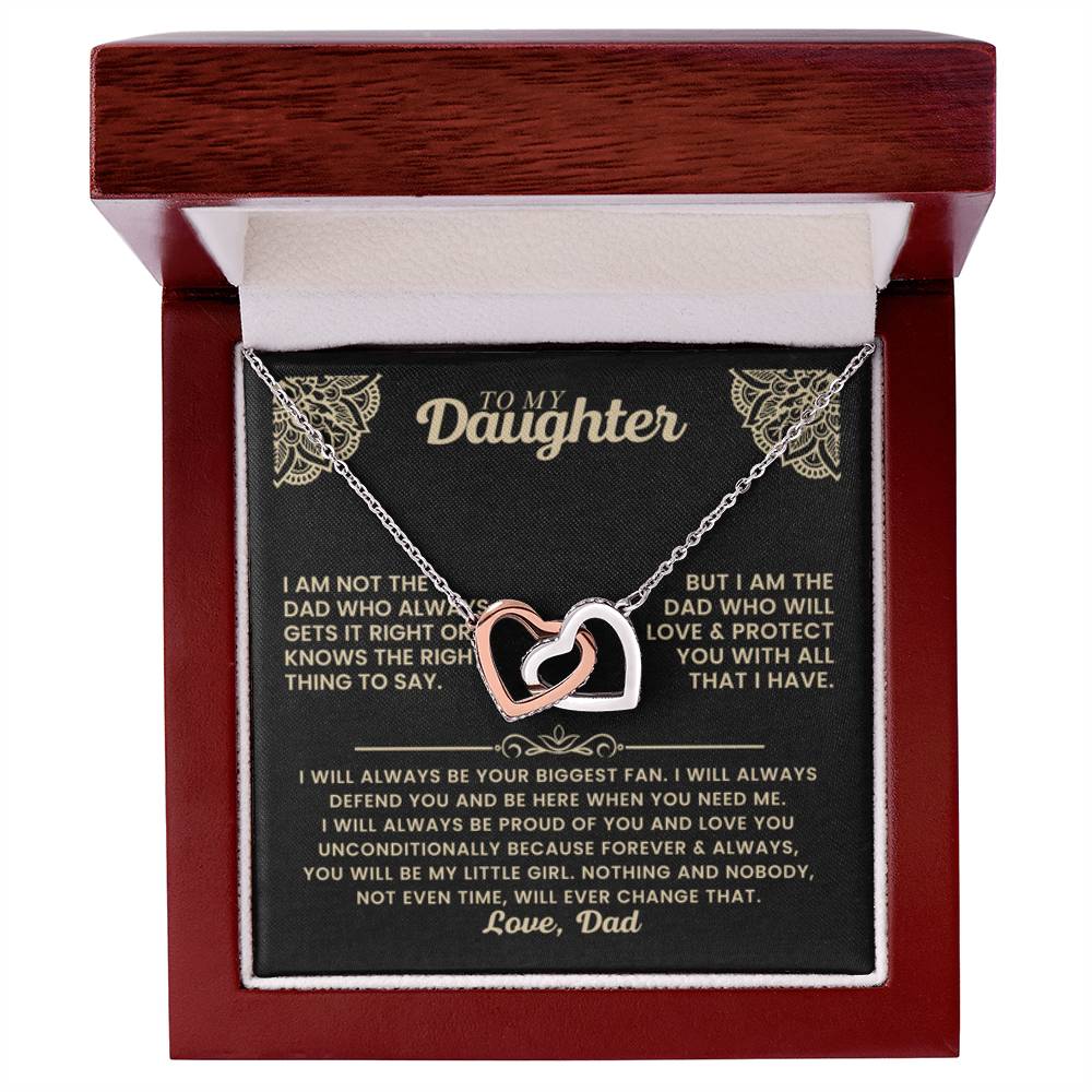 To My Daughter Necklace - Father to Daughter Gift for Graduation, Birthday & Big Life Moments - Interlocking Hearts Necklace - Personalize Memories