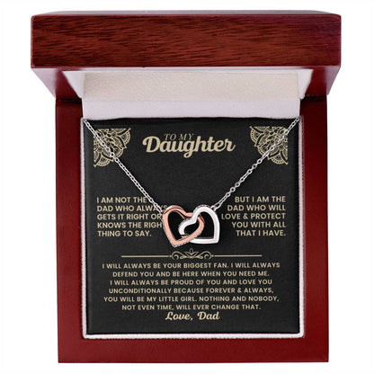 To My Daughter Necklace - Father to Daughter Gift for Graduation, Birthday & Big Life Moments - Interlocking Hearts Necklace - Personalize Memories