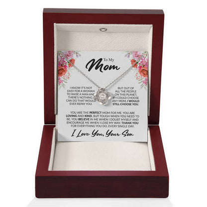 Gift for Mom from Son - You're The Perfect Mom For Me - Love Knot Necklace - Personalize Memories