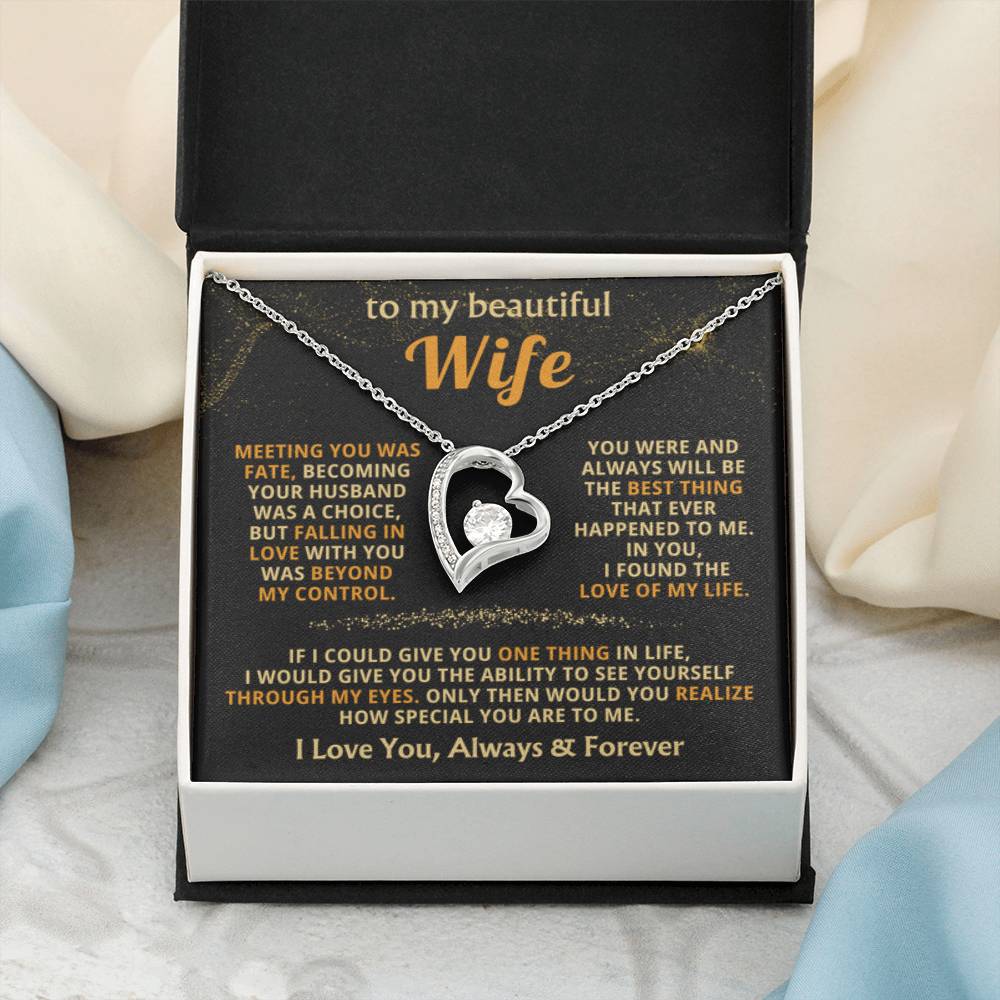 To My Beautiful Wife Necklace - Emotional Love Jewelry Gift from Husband for Valentine’s Day & Birthday Happiness - Forever Love Necklace - Personalize Memories