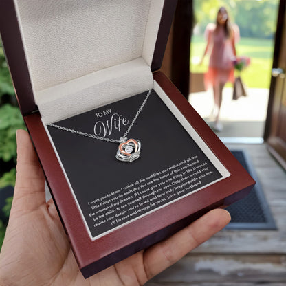 To My Wife Necklace from Husband - Emotional Jewelry Gift for Anniversary, Birthday & Valentine’s Day - Crown Pendant Necklace - Personalize Memories