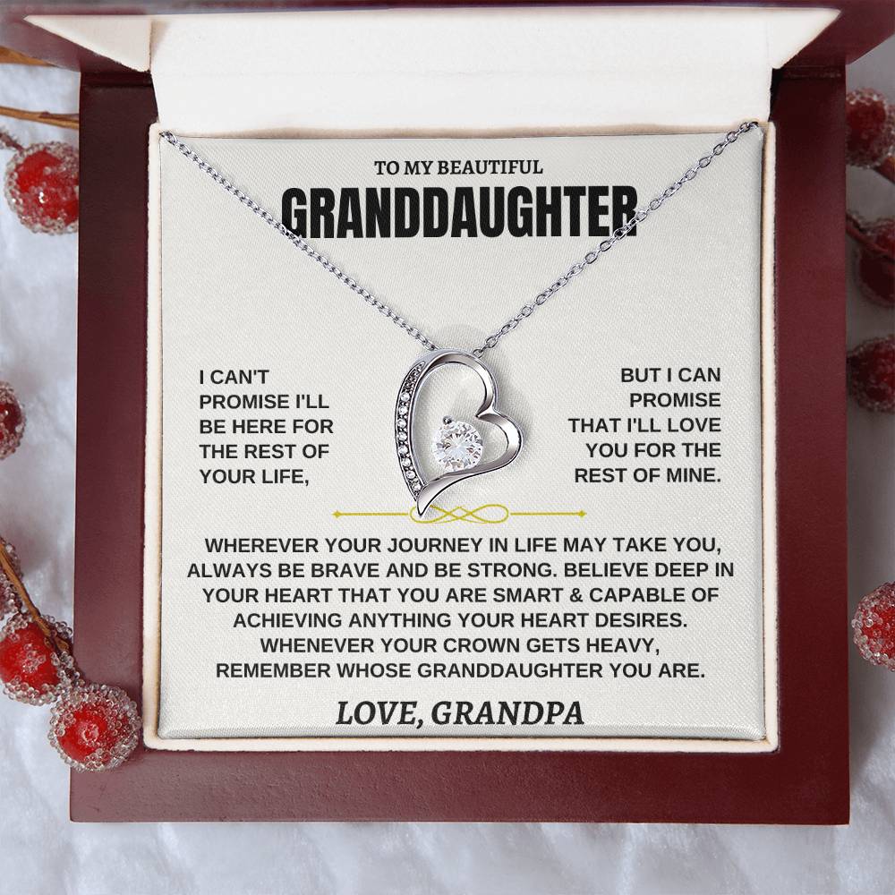 To My Beautiful Granddaughter - I'll Love You For The Rest Of Mine - Forever Love Necklace - Gift for Granddaughter from Grandpa - Personalize Memories