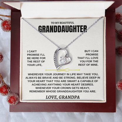 To My Beautiful Granddaughter - I'll Love You For The Rest Of Mine - Forever Love Necklace - Gift for Granddaughter from Grandpa - Personalize Memories