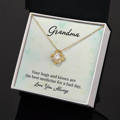 Gift for Grandma - Your Hugs and Kisses Grandma - Love Knot Necklace - Personalize Memories