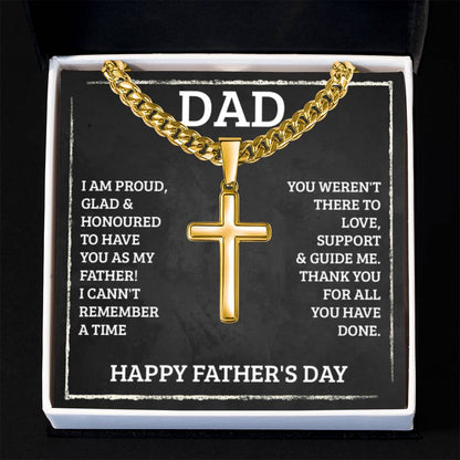 Dad - I'm proud - Artisan Cross with Cuban Link Chain - Father's Day Present - Personalize Memories