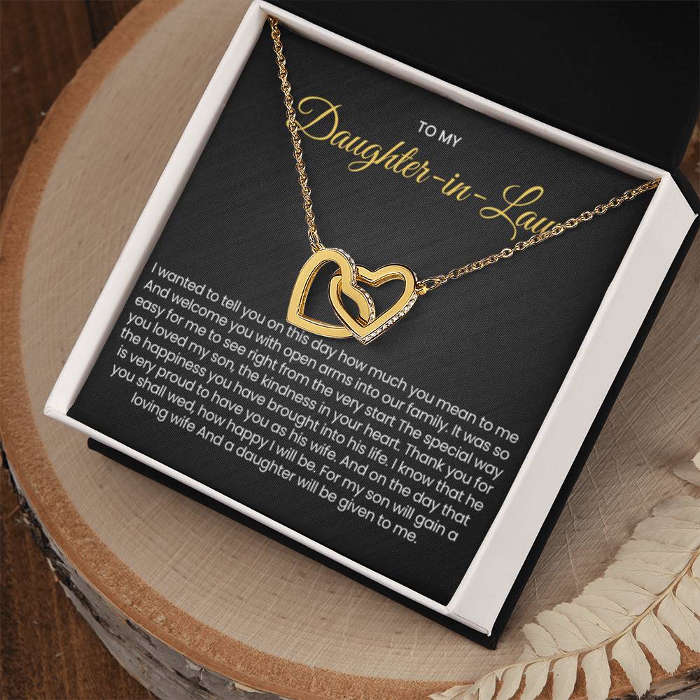 To My Daughter In Law - Gift for Daughter in Law - Interlocking Hearts Necklace - Personalize Memories