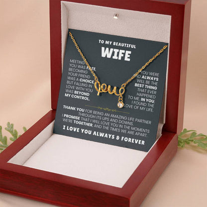 To My Wife Necklace - Sentimental Jewelry Gift from Husband for Birthday, Anniversary & Valentine’s Day - Scripted Love Necklace - Personalize Memories