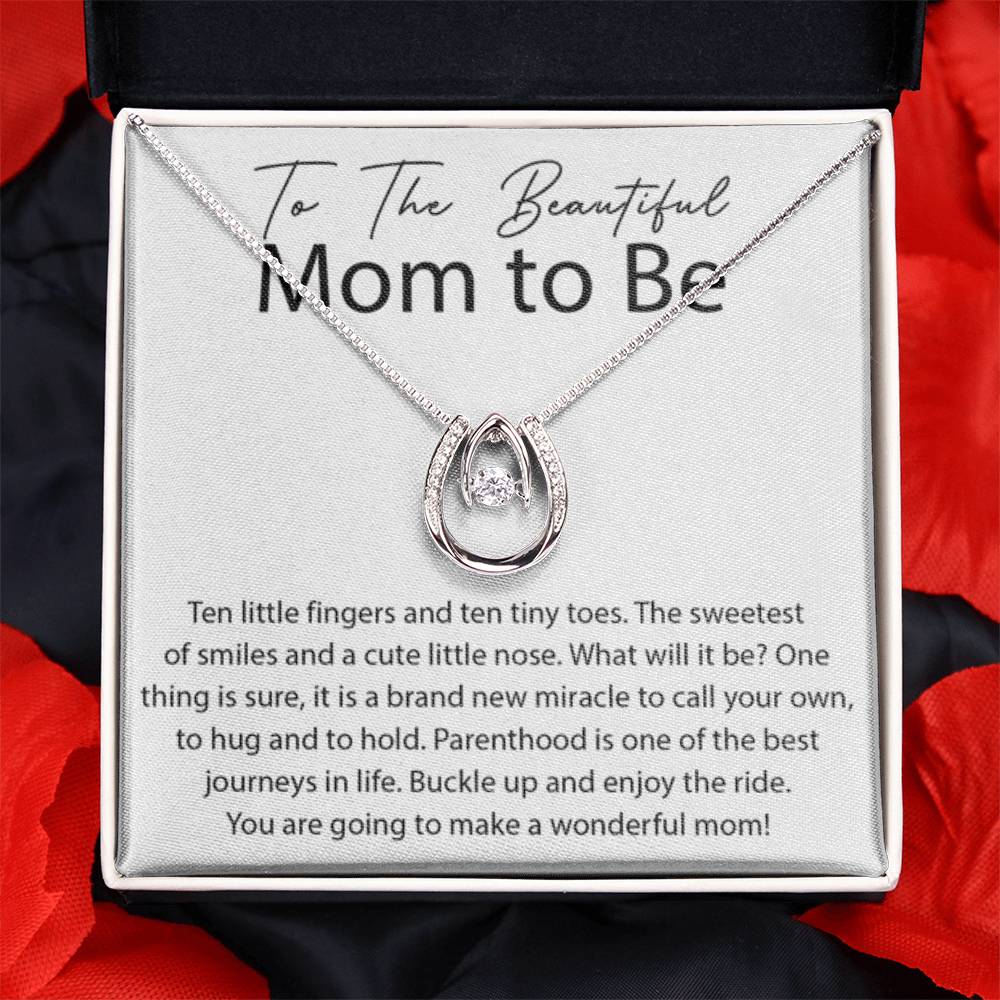 To The Beautiful Mom To Be - Lucky In Love Necklace - Personalize Memories